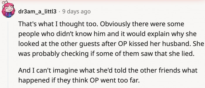 But with OP showing up, it put a damper on it despite the widow playing it cool beforehand