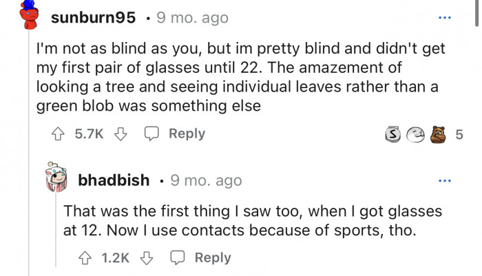 Reddit chimes in, sharing all the things they can now see with great vision.