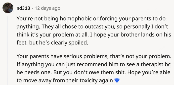 They haven't done anything for OP ever since her childhood to warrant any favor from her.