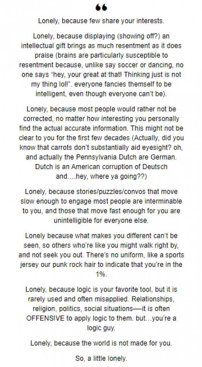 Lonely because the world just isn't made for you