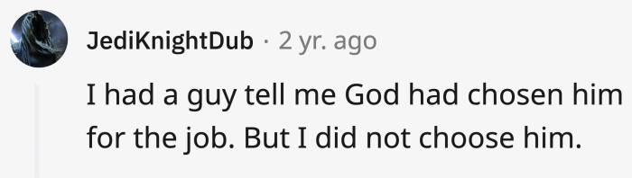 When a hiring manager triumphs over God