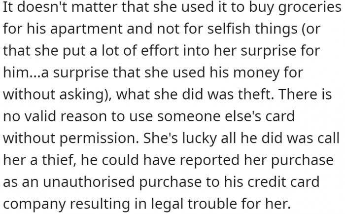 It's theft, according to this user.