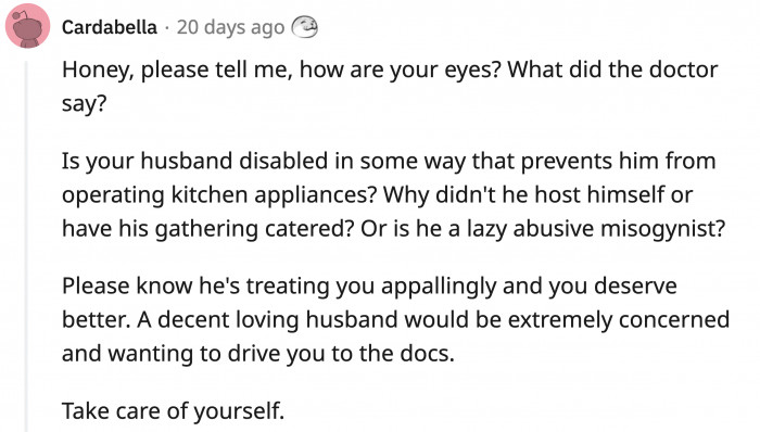 OP hasn't answered any questions asking if her eyes are okay