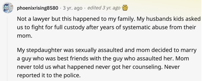 20. The mom is completely awful in this story, and the kids deserve so much better than her