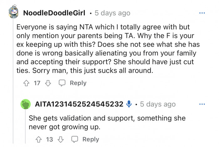 Why is his ex keeping up with this?