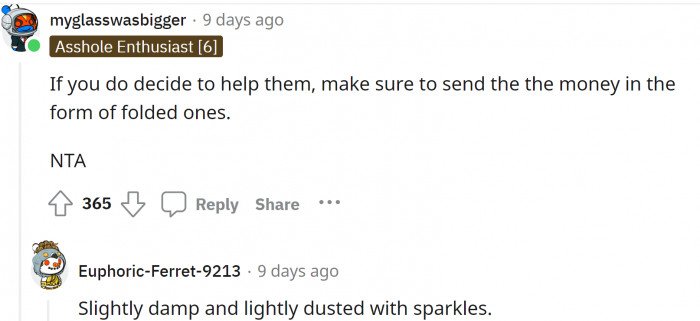 Some Redditors had interesting ideas about how OP should arrange the money.