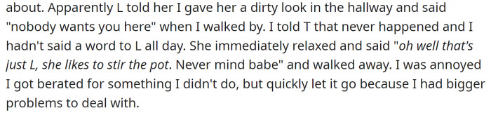 She made a drama over something that never happened and made OP’s other aunts call her and scold her.