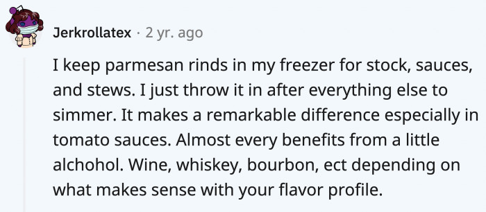 Another scrap you should keep in the freezer, like those veggies, is parmesan rinds