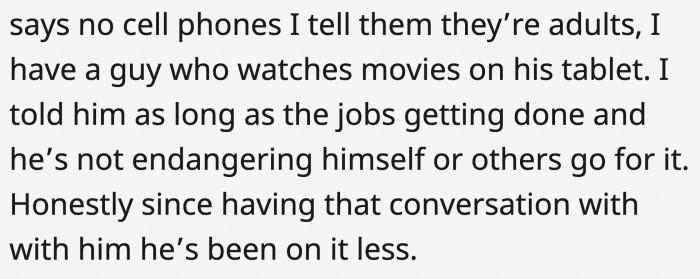 and it seemed to work better than threatening employees with false rules.