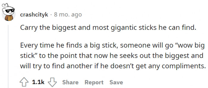 Finding the biggest sticks.