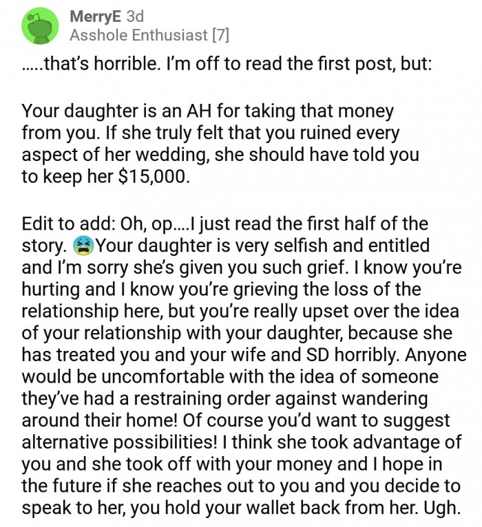 They're not really enjoying the daughter's choices