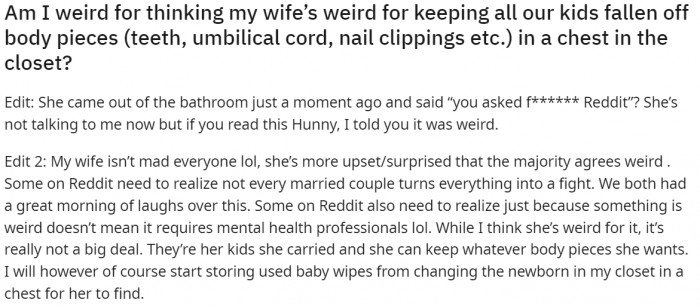 The weird confession.