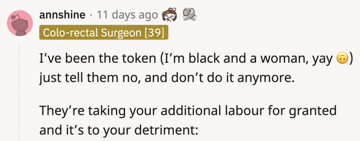 Someone who has been considered a token shared her insights.