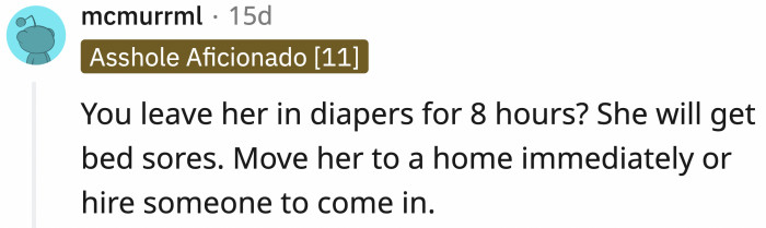 To which another person replied about the concerning environment the mom is in.