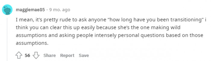 This user feels that the question from the gym instructor was rude