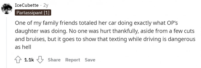 Of course, texting and driving can cost someone their life or more lives if there are additional passengers in the car.
