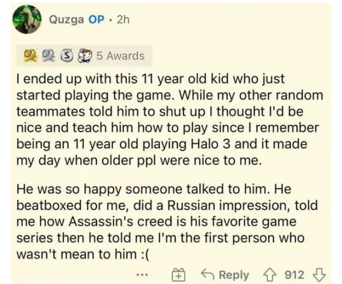 5. Kids remember, and I hope he'll do for those who are turned away what you did for him