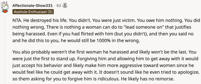 No matter how you twist the story, there's no justifying R's behavior