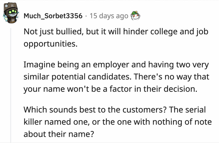 Their baby may still be in the womb, but if they name him Teddy Bounde, his future is bleak.