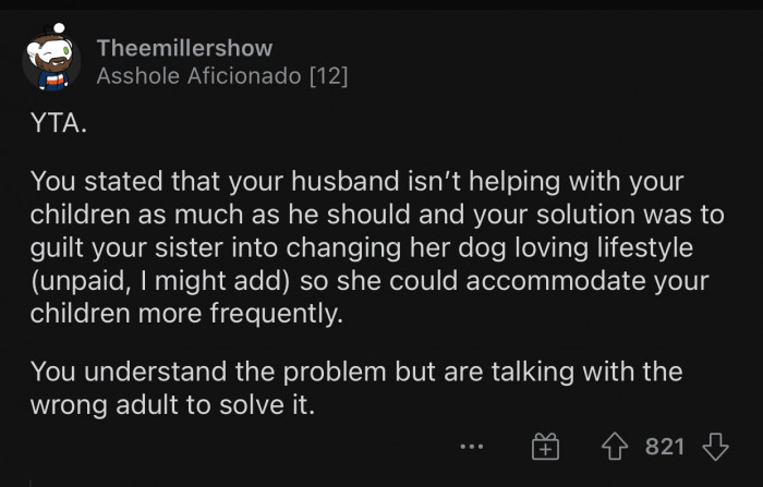 OP is complaining about the wrong adult.