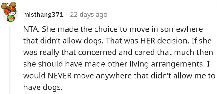 Why Would He Be Blamed for Her Decision? It's Her Decision in the First Place.