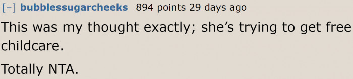Bonding is free childcare for this absurd sister-in-law.