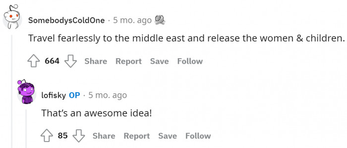 4. Free the women and children in the Middle East