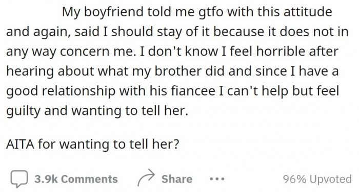 However, the whole situation didn't sit well with our OP, so she asked the Reddit community for advice.