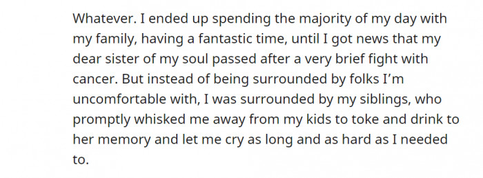 Thank goodness she was with her family