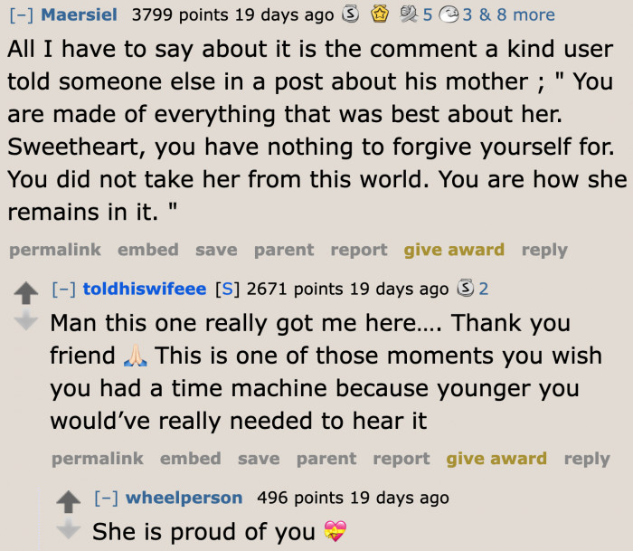 The words he needed to hear.