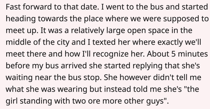 OP thought there must have been a reason why she was with two guys