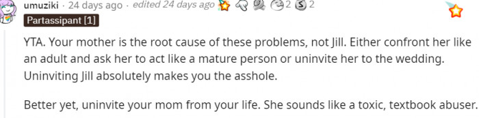 2. Your mom is the root cause of the problem