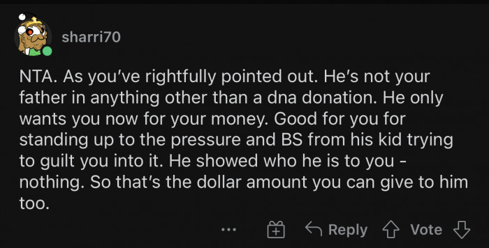 He only provided half her DNA and nothing else.