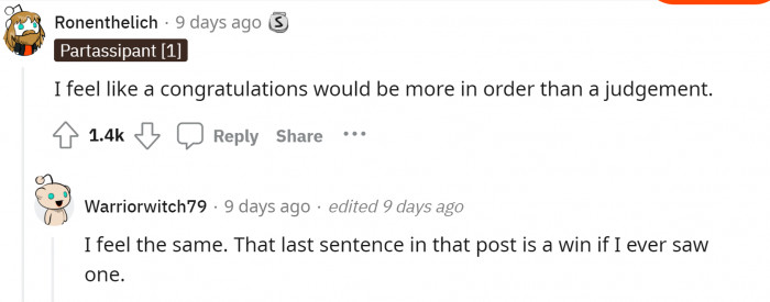 The last sentence is a win