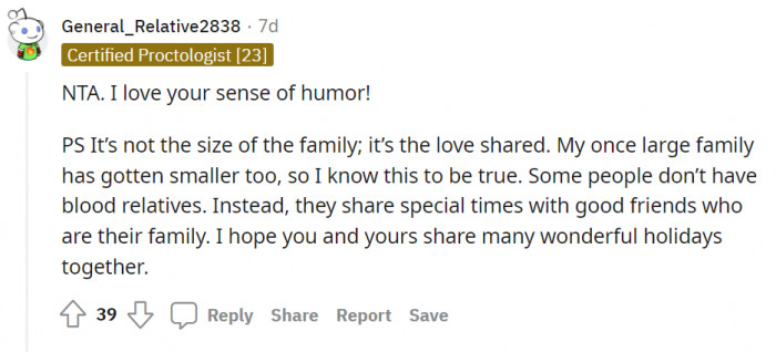 It's not about the size; it's the love shared. Exactly!