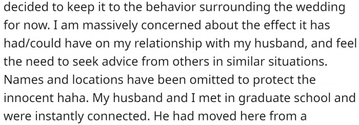 She's afraid that her mother-in-law will affect her marriage.