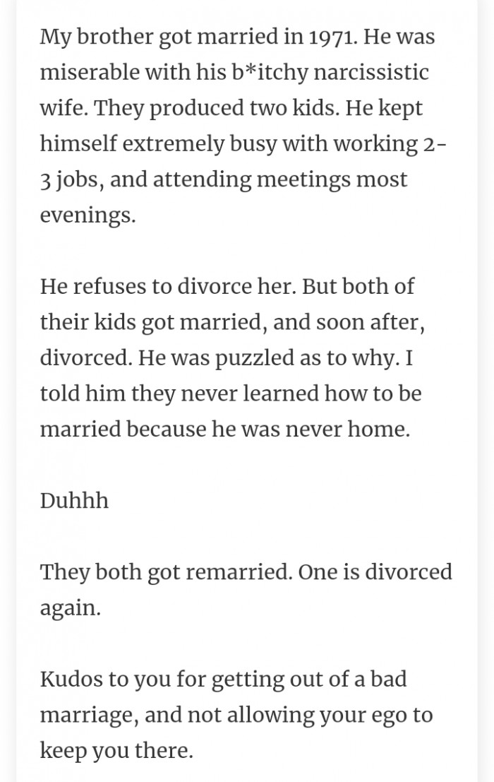 #26 Marriage in 1971 sounds like a nightmare.