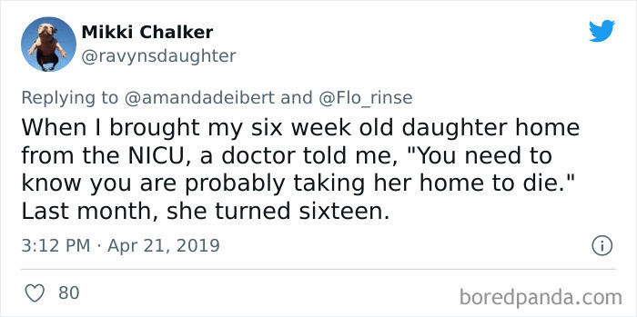 14. It was probably just a warning, but good thing she proved those doctors wrong.