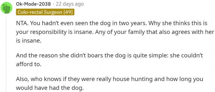 It's Possible That She Wouldn't Come Back for the Dog.