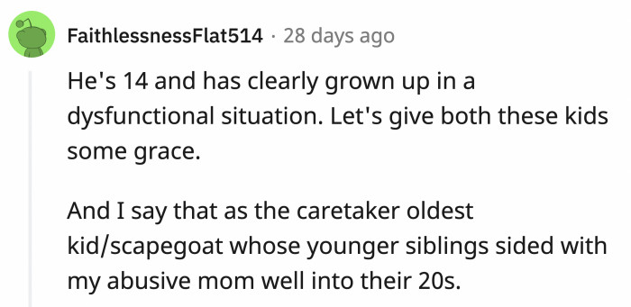 Someone with a similar experience gave a piece of advice for people to look at things from a different perspective.