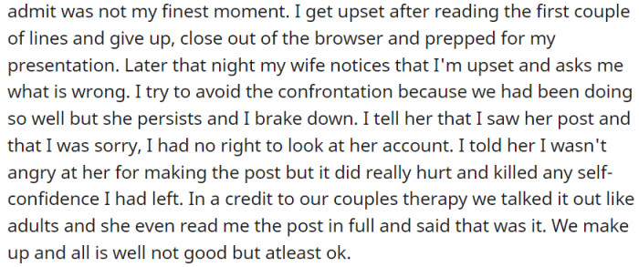 We make up and all is well