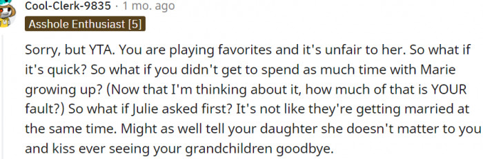 6. It's the same as telling your daughter that you don't care