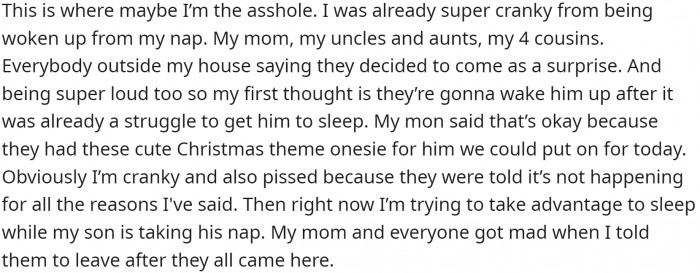 When his family showed up: