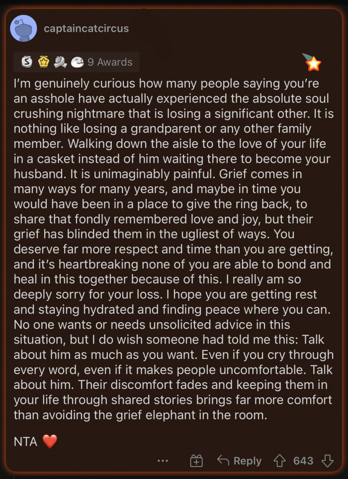 Losing a significant other is nothing like losing a grandparent or any other family member.