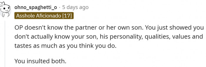 OP doesn't really know her son.