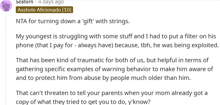 Some parents shared their point of view