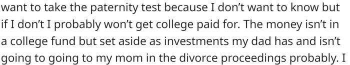 OP is afraid his dad would cut him off.