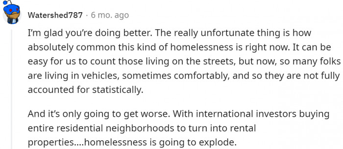 Others are aware of the reality of the homeless.