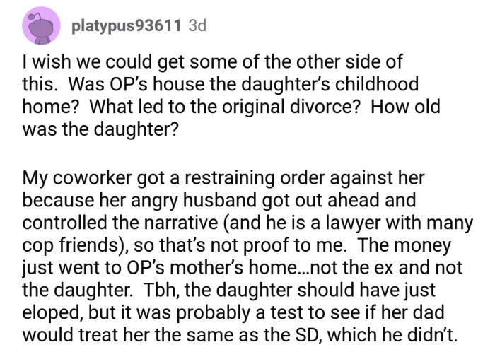 The whole story would probably shed more light on the whole thing