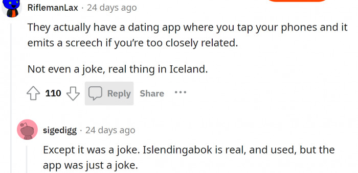 There is a dating app that enables people to avoid dating cousins. But that's just for fun. 